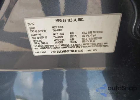 2022 Tesla Model Y Long Range Dual Motor All-Wheel Drive из США, поврежденный, VIN 7SAYGDEE3NF565428